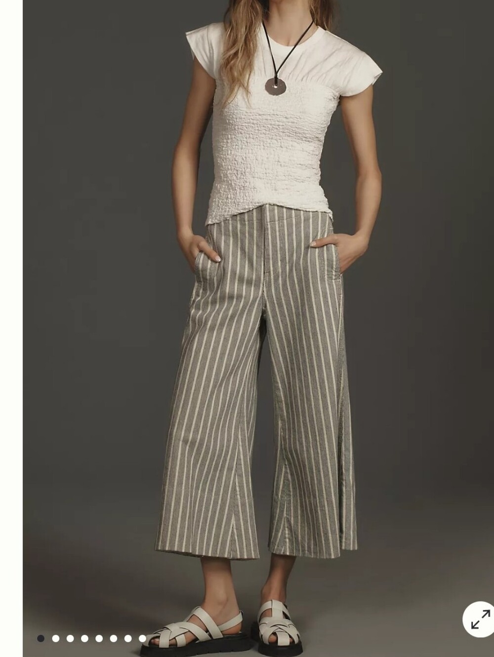 Pilcro By Anthropologie Striped Wide-Leg Pants in Gray and White